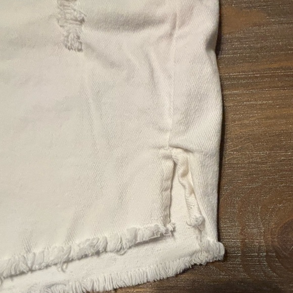 La Miel Solid White Distressed Frayed Hem High Waist Stretch Denim Shorts XL - Picture 3 of 13